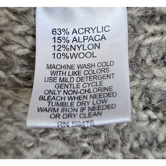 LIVE LOVE Women's S Sweater Alpaca Wool Blend Cable Knit Funnel Neck Beige 34" - Picture 8 of 8